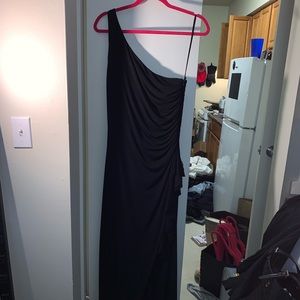 One Shoulder, side cinched London Times Maxi Dress